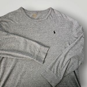 Polo Ralph Lauren Long Sleeve Shirt Mens Larg Classic Fit‎ Heather Gray Logo Tee